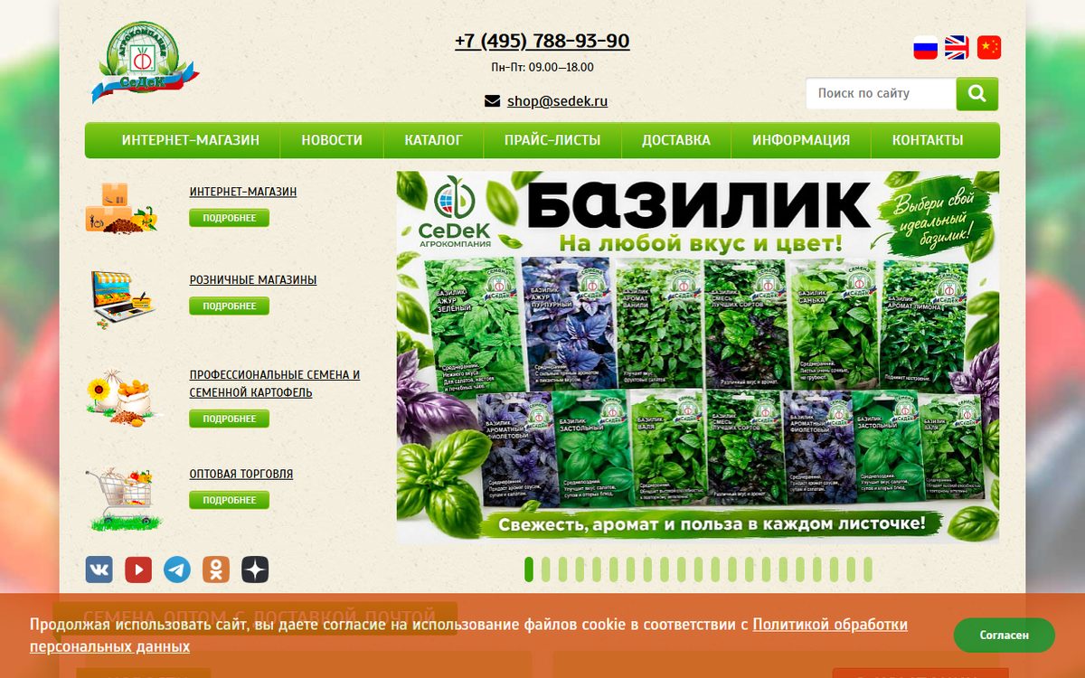 Скриншот сайта Седек